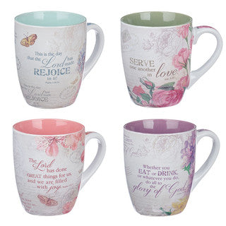 Floral Inspirations Four Piece Ceramic Mug Set
